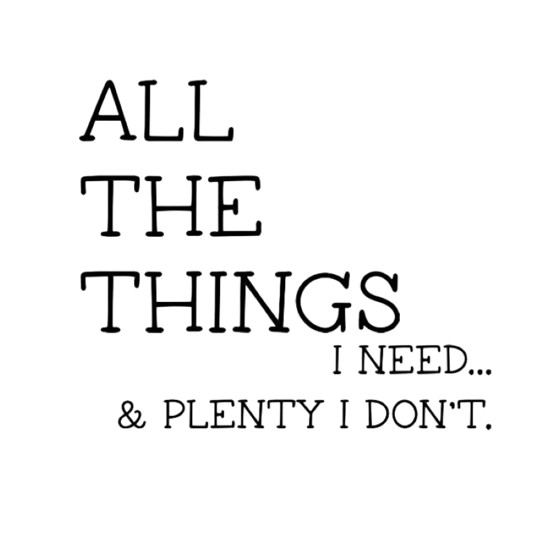 All the Things I Need... & Plenty I Don't.