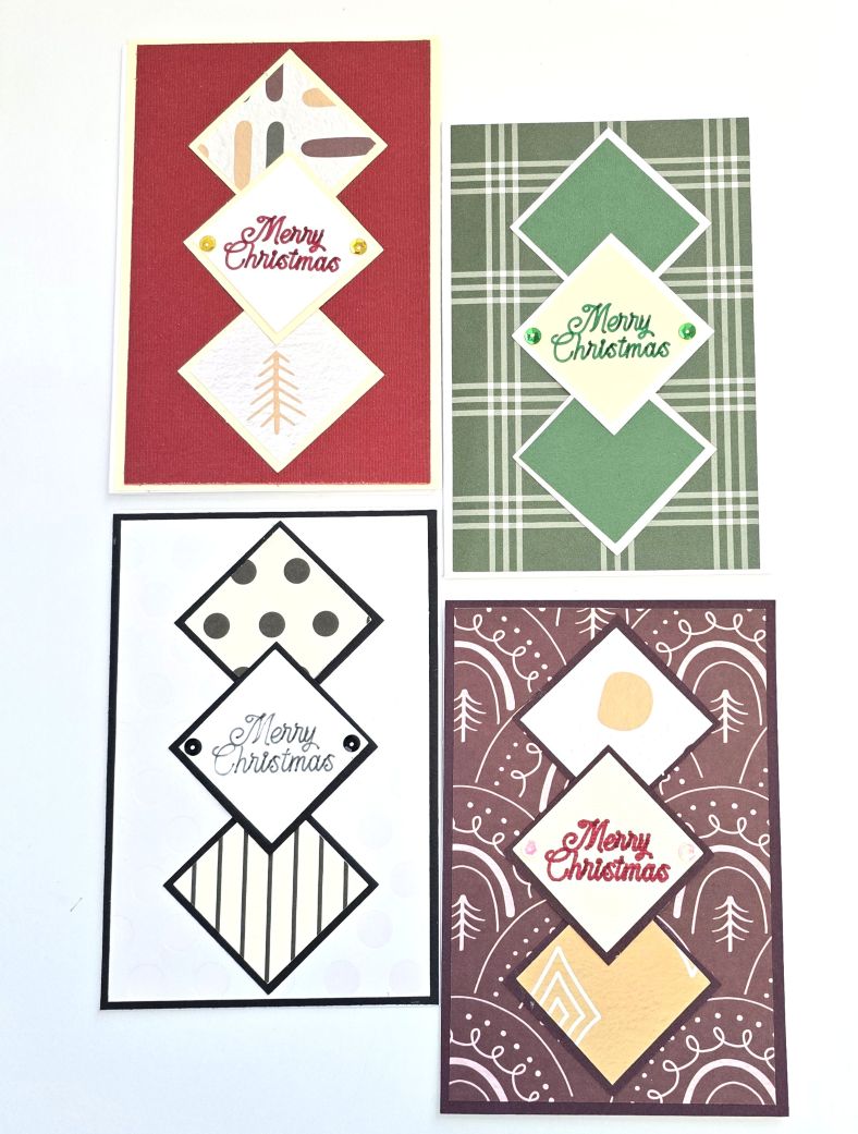 Scrapbook Christmas Card Set - Three Diamonds